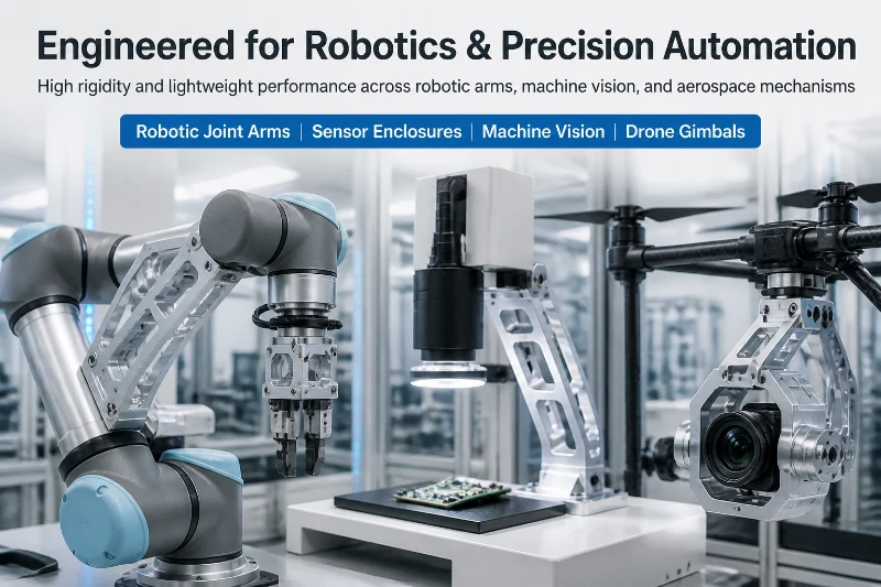 CNC machined aluminum components for robotics and industrial automation applications